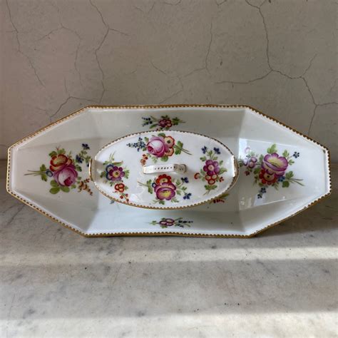 Proantic Manufacture De Boissettes Beurrier En Porcelaine D Cor