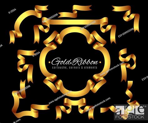 Gold Ribbon Set With Gradient Vector Collection Cartouche Stock Vector Vector And Low Budget