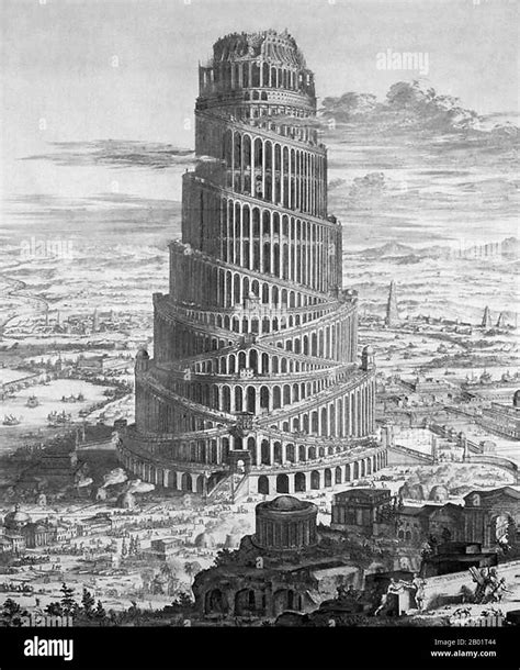 Pays-Bas/Irak/Mésopotamie : 'la construction de la Tour de Babel'. Gravure de Coenraet Decker ...