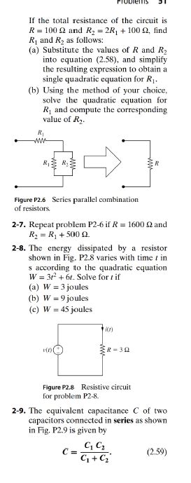 In The Purely Resistive Circuit Shown In Fig P2 6 The Total Resistance R Of The Circuit Is