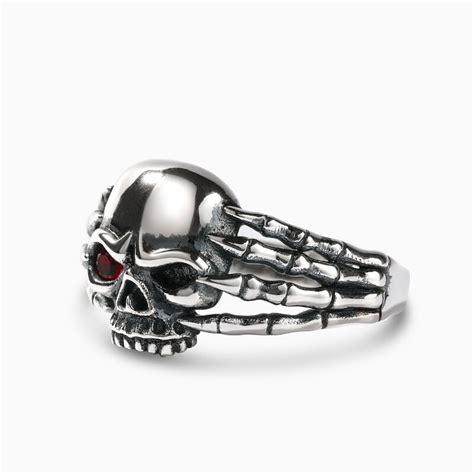 Jeulia Demon Eye Skull Skeleton Sterling Silver Ring Jeulia Jewelry