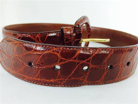 Polo Ralph Lauren Wide Cognac Alligator Belt 28 At 1stdibs