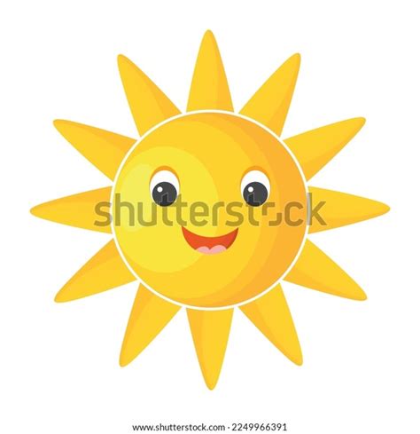 Cute Cartoon Happy Sun Face Isolated Stock Vector (Royalty Free ...