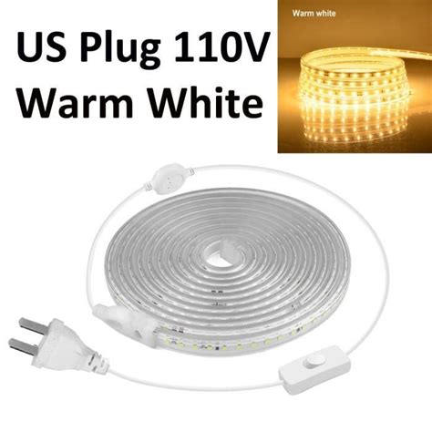 BANDE LED US Plug Warm 110V 8M Bande lumineuse LED étanche et Flexible