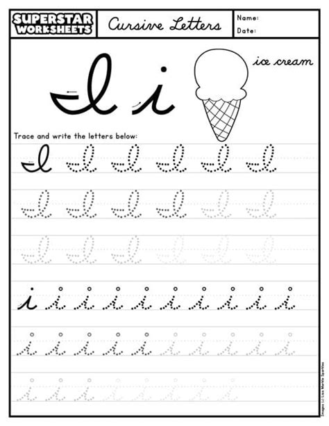 Cursive I - Superstar Worksheets