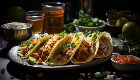 Premium Photo Grilled Beef Taco With Guacamole Cilantro And Fresh