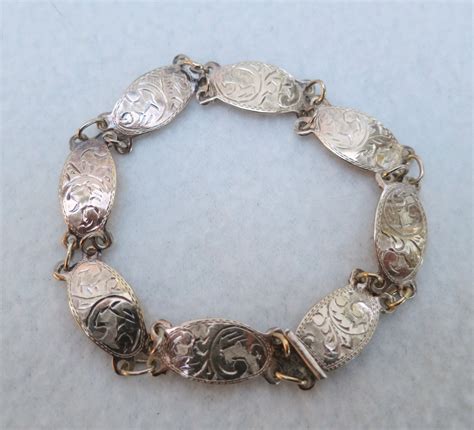 Vintage Art Deco Siam Sterling Bracelet With Gold Washed