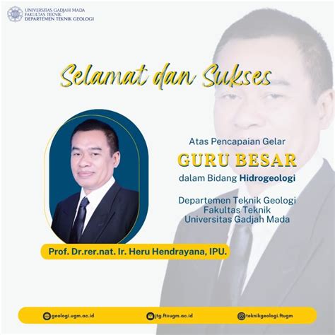 Ucapan Selamat Pencapaian Gelar Guru Besar Prof Dr Rer Nat Ir Heru