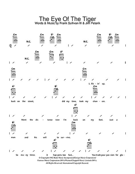 Survivor Eye Of The Tiger Sheet Music And Printable Pdf Music Notes