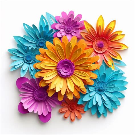 Premium Photo Colorful Floral Delight Vibrant Flower Illustrations