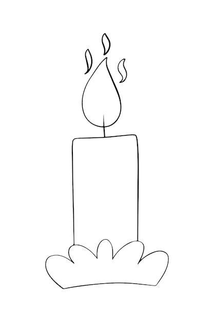 Vela de cera encendida con fuego encendido para iluminación doodle