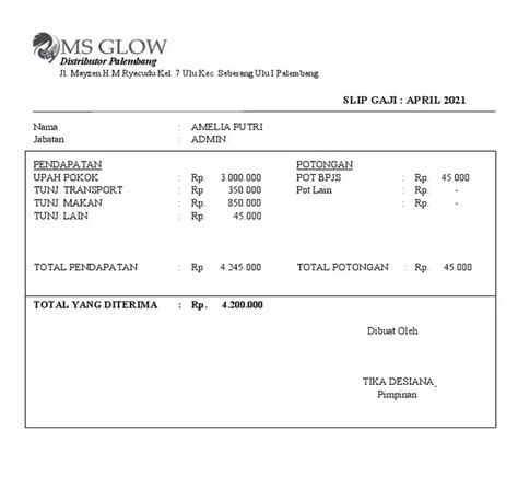 Gaji Karyawan Ms Glow Semua Jabatan Dinaspajak