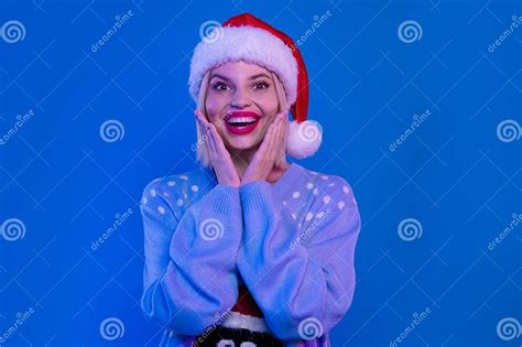 Photo Of Cheerful Excited Woman Santa Elf Wear Ugly Print X Mas