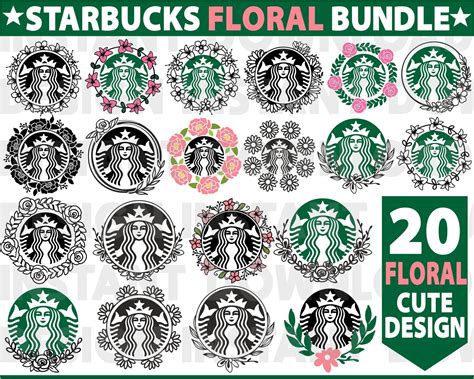 Bundle Floral Starbucks Svg Flowers Svg Starbucks Logo Svg Floral