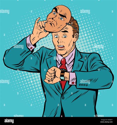 Cartoon man looking at watch Stock Vector Images - Alamy