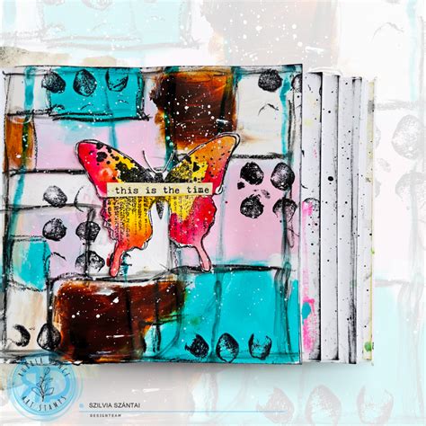 Art Journal Page With Grungy Butterflies Rubber Dance Art Stamps Blog