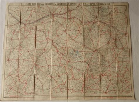 CARTE ROUTIÈRE ANCIENNE Taride N12 Centre de la France Section ouest