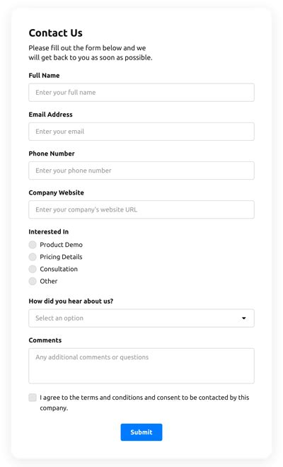 Lead Generation Form Templates - Create Online Lead Forms