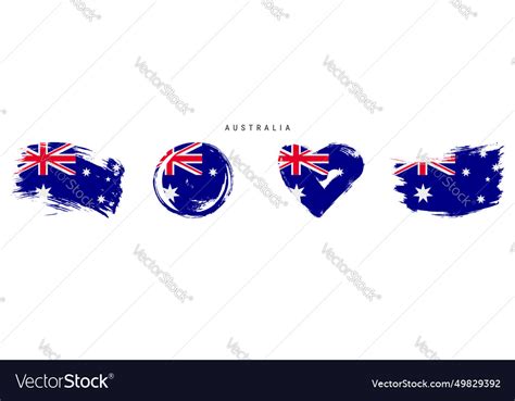 Australia Hand Drawn Grunge Style Flag Icon Set Vector Image