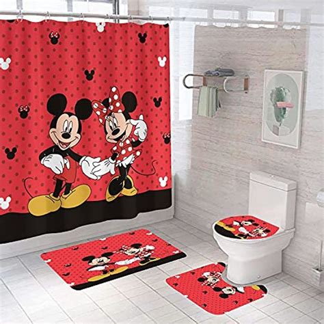 Mickey And Minnie Mouse Falling In Love In Red And Dot Background