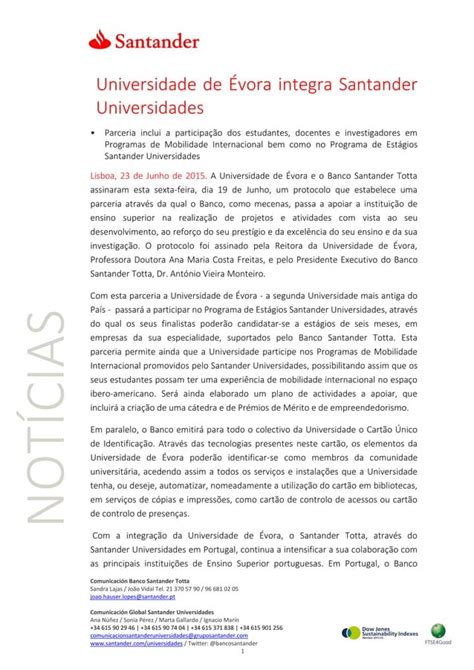 Universidade De Vora Integra Santander Universidades Pdf