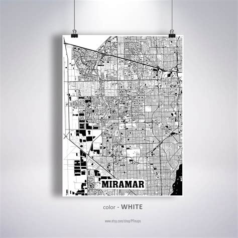 Miramar Map Print Miramar City Map Florida FL USA Map | Etsy