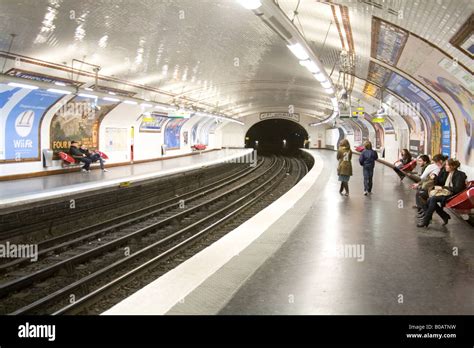 Underground Metro Train Station Paris France Stock Photo Alamy