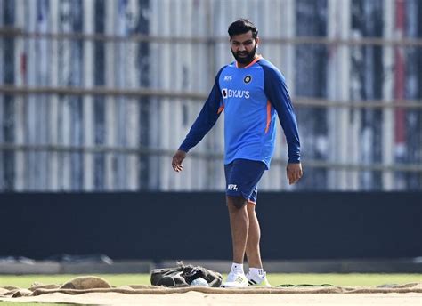 Rohit Sharma looks at the pitch ahead of the second ODI against ...