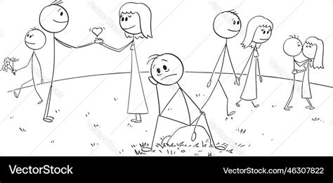 unhappy  person  love cartoon stick vector image