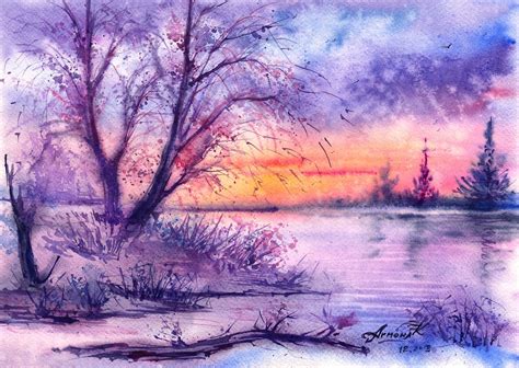 Winter Landscape Watercolor Paintings at GetDrawings | Free download