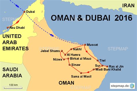 StepMap Oman Dubai Landkarte für Asien