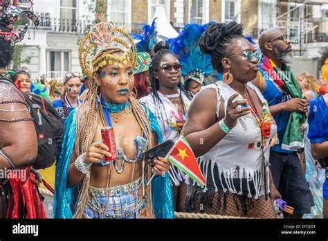 NOTTING HILL, LONDON, ENGLAND - 28 August 2023: Woman wearing a