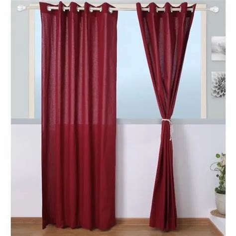 Cotton Maroon Plain Eyelet Designer Window Curtain Size X Feet At