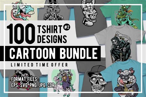 100 Cartoon Tshirt Designs Bundle 2 Buy T Shirt Designs