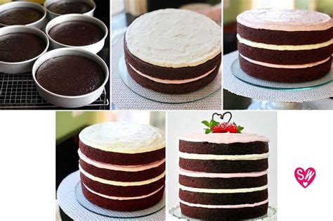 Easy To Decorate Naked Chocolate Cake With Raspberry Marshmallow Buttercream Frosting