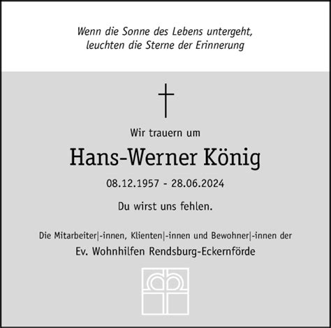 Traueranzeigen Von Hans Werner K Nig Sh Z Trauer