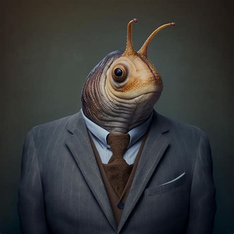 Premium Photo Portrait Of A Snail Dressed In A Formal Business Suit