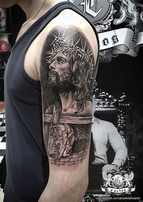 Jesus Portrait Cross Realistic Portrait Jesus Tattoo Christian