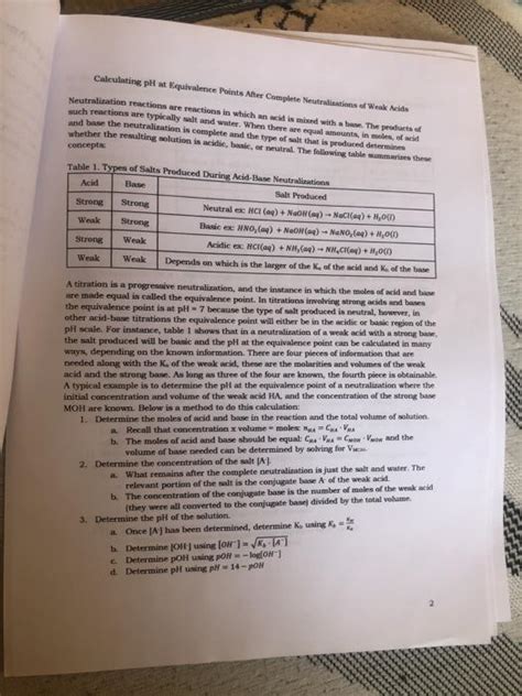 Solved Calculating Ph At Equivalence Points Alter Complete