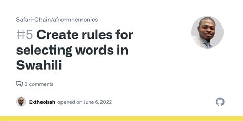 Create Rules For Selecting Words In Swahili · Issue 5 · Safari Chain