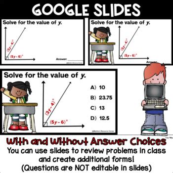 Complementary Angle Pairs With Algebraic Expressions Google Forms And