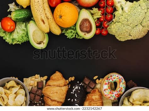 Healthy Food Vs Unhealthy Food Stock Photo 2232142267 Shutterstock