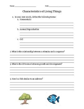 Characteristics of Living Things Worksheet by Middle School Science ...