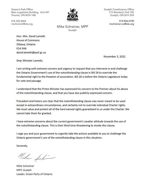 Mike Schreiner On Twitter I Just Sent This Letter To The Federal