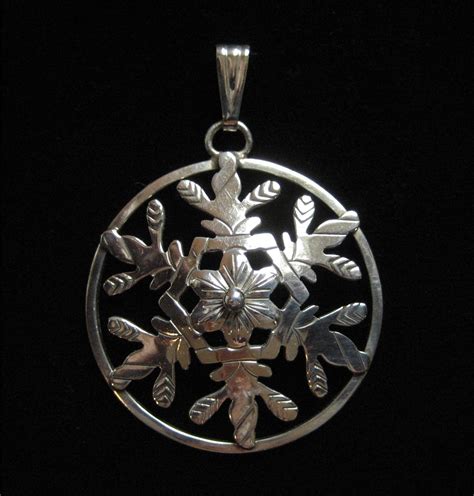 Sterling Silver Snowflake Pendant Signed AG Abbot Gotshall Etsy