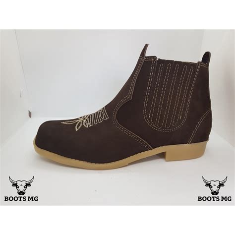 Bota Botina Texana Country Sapatão Couro Legitimo Butina Masculina