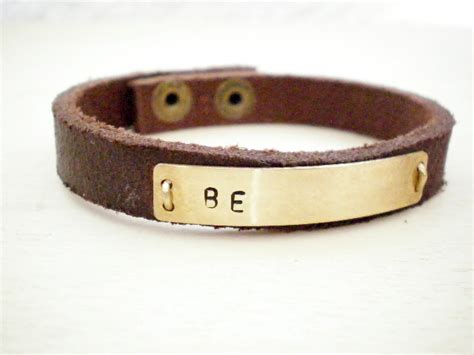 Custom Hand Stamped Jewelry Personalized Leather Cuff Bracelet On Luulla