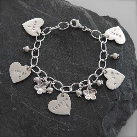 Personalised Silver Pearl Charm Bracelet By Dizzy