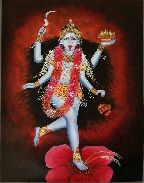 Kali Ma Goddess Painting Handmade Hindu Ethnic Oil Canvas Spiritual Painting