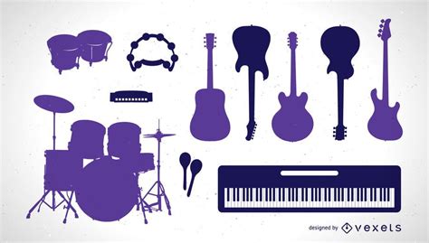 Conjunto De Siluetas De Instrumentos Musicales Descargar Vector